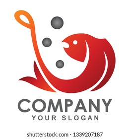 Fishing template logo, fish logo, fish and hook logo illustration design - Vector