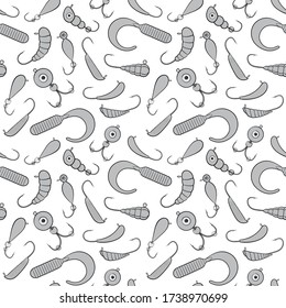 El tema de la pesca es un patrón sin fisuras. Ice de la pesca de lúpulos y marcha de ilustración vectorial.