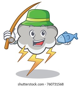 Fishing thunder cloud character cartoon