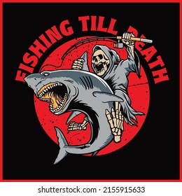 Fishing till death funny poster
