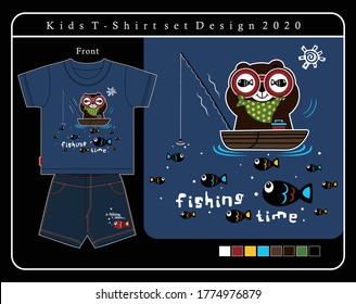 fishing time, vector animal cartoon illustration design