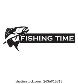 FISHING TIME VECTOR LOGO ILLUSTRATION