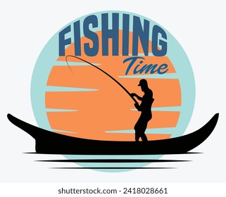 Fishing Time Vector Typography T-Shirt Design