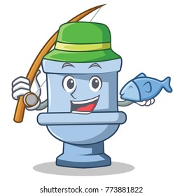 Fishing toilet character cartoon style