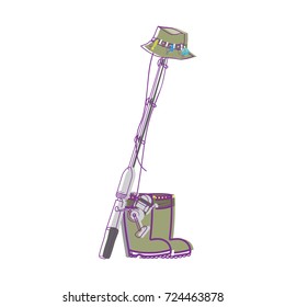 fishing tool with boots and sincast with hat