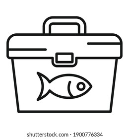 Fishing tool box icon. Outline fishing tool box vector icon for web design isolated on white background