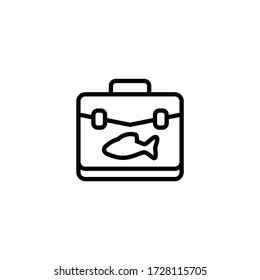 Fishing tool vector icon in linear, outline icon isolated on white background