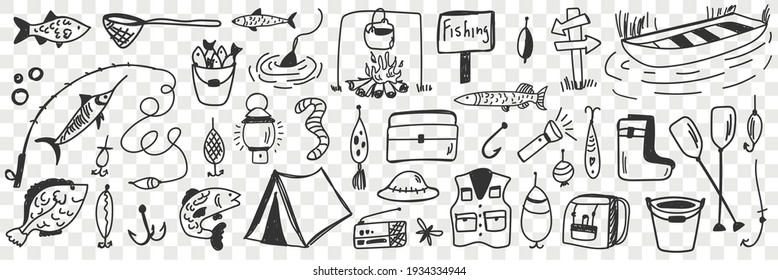 Fishing tools   accessories doodle set