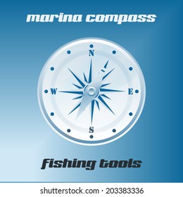 Fishing tools - marina compass - stock vector