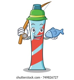 Fishing toothpaste character cartoon style