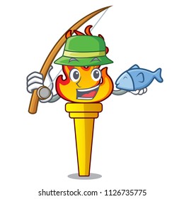 Fishing torch mascot cartoon style
