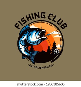 Fishing tournament logo template isolated Premium Vector
