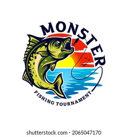 Fishing tournament logo Vector  template 