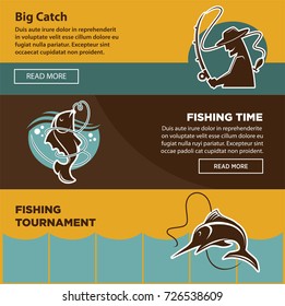Fishing tournament time for big catch colorful poster