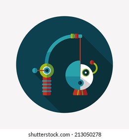 Fishing toy flat icon with long shadow,eps10
