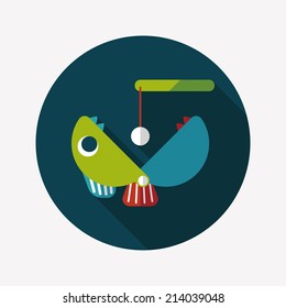 Fishing toy flat icon with long shadow,eps10