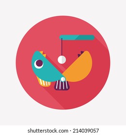 Fishing toy flat icon with long shadow,eps10