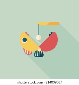 Fishing toy flat icon with long shadow,eps10