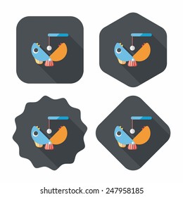 Fishing toy flat icon with long shadow,eps10