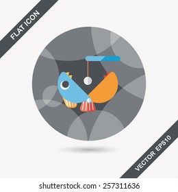 Fishing toy flat icon with long shadow,eps10