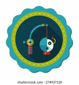 Fishing toy flat icon with long shadow,eps10