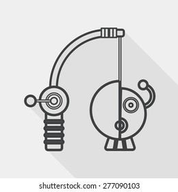 Fishing toy flat icon with long shadow, line icon