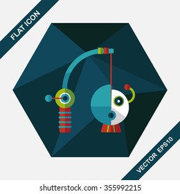Fishing toy flat icon with long shadow,eps10