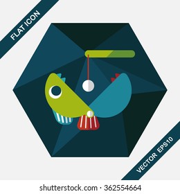 Fishing toy flat icon with long shadow,eps10