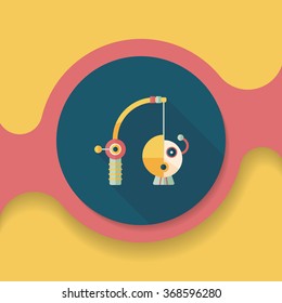 Fishing toy flat icon with long shadow,eps10