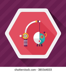 Fishing toy flat icon with long shadow,eps10