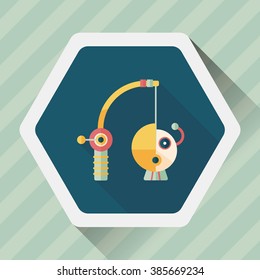 Fishing toy flat icon with long shadow,eps10