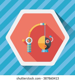 Fishing toy flat icon with long shadow,eps10