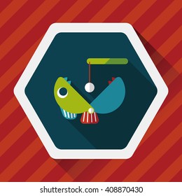 Fishing toy flat icon with long shadow,eps10