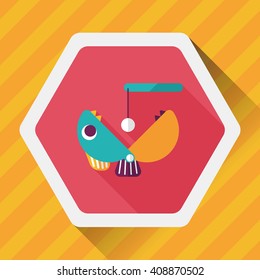 Fishing toy flat icon with long shadow,eps10