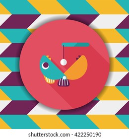 Fishing toy flat icon with long shadow,eps10
