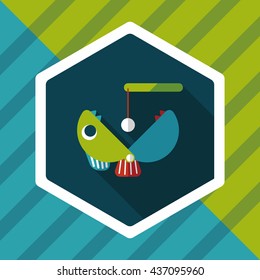 Fishing toy flat icon with long shadow,eps10