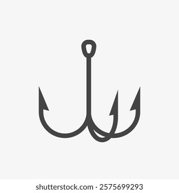 Fishing Treble hook icon. Professional hobby, catch fish