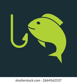 Fishing trendy useful vector Illustration design gorgeous colorful green background.eps