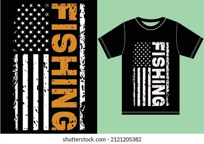 Fishing T-shirt with American Flag. Gift For Fisherman Lover.