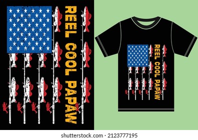 Fishing T-shirt With American Flag. American Gift for Wife, Husband, Girlfriend, Boyfriend.Typography Vector Design.