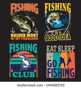 Fishing T-shirt design Bundle For Fishing Lovers and Camping