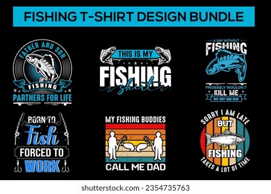Fishing t-shirt design bundle. Fishing typography t-shirt design set t-shirt design bundle. fishing t-shirt design