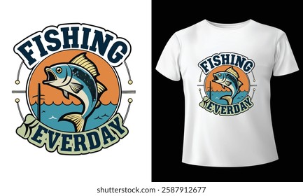 Fishing t-shirt design bundle, Fishing vintage t-shirt collection, vintage fishing t-shirt set graphic illustration, Fishing vector emblem