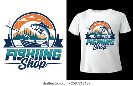 Fishing t-shirt design bundle, Fishing vintage t-shirt collection, vintage fishing t-shirt set graphic illustration, Fishing vector emblem