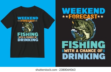 fishing t-shirt design. Fishing with a chance of drinking.