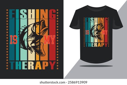 Fishing T-shirt design with color combination.