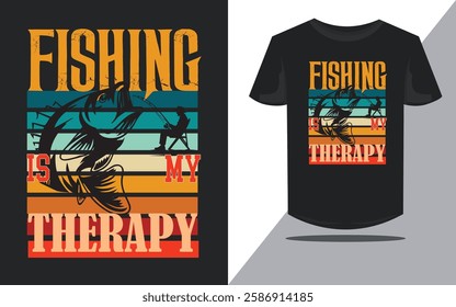 Fishing T-shirt design with color combination.