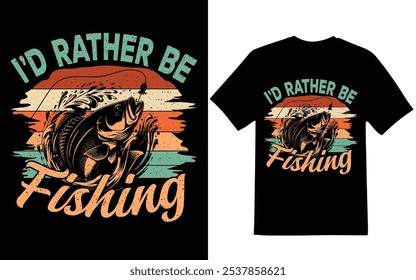 Fishing t-shirt design, I'd rather be fishing graphic design, I'd rather be fishing fishing t-shirt design