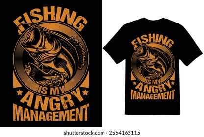 Fishing t-shirt design, Fishing is my angry management Fishing t-shirt design.