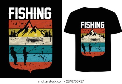 Fishing T-shirt Design Perfect for print items and bags, posters, isolated on black background